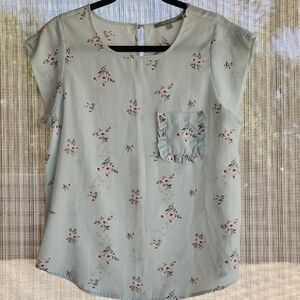 Sweet Rain Green Flutter Sleeve Boxy Blouse